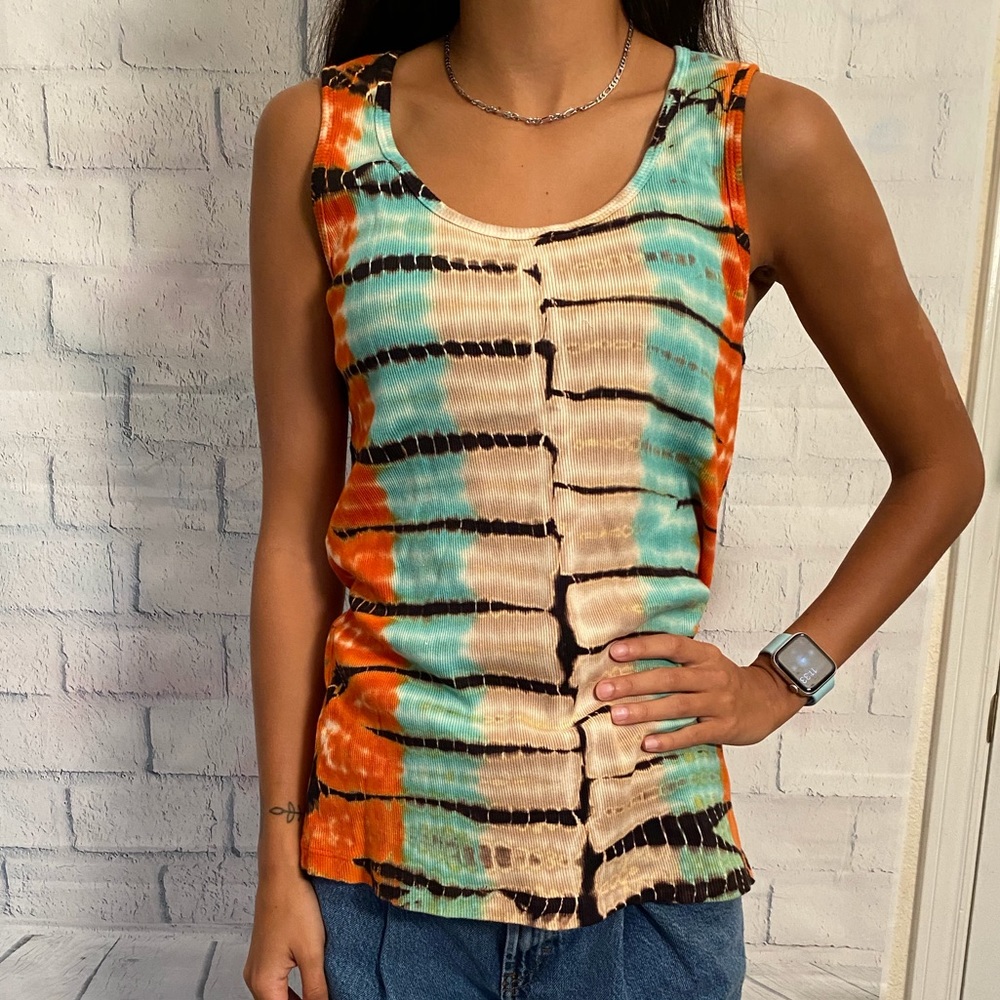 Ribbed tye dye tank